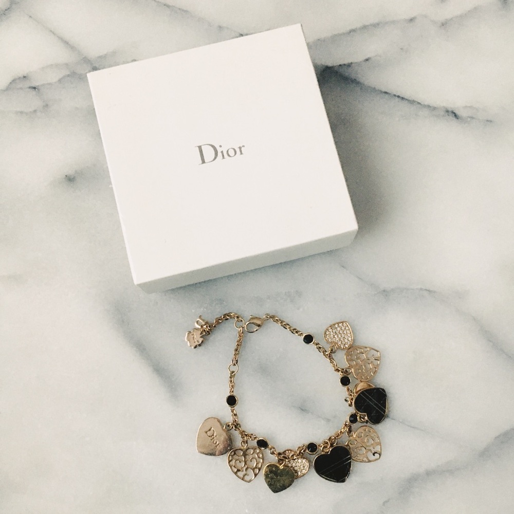 Dior Cannage Heart Charm Bracelet